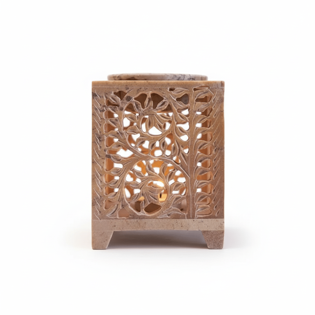 Hand-Carved Soapstone Floral Aroma Oil Diffuser