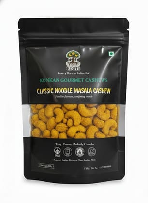Maa Roots Classic Noodle Masala Cashew Nuts 200g | Noodle Masala Style Flavoured Kaju | Konkan Cashews | Spicy, Savoury Crunchy Snack