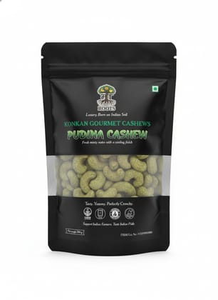 Maa Roots Pudina Cashews 200g | Mint Flavoured Konkan Cashews | Premium Whole Kaju | Refreshing & Savoury Gourmet Snack