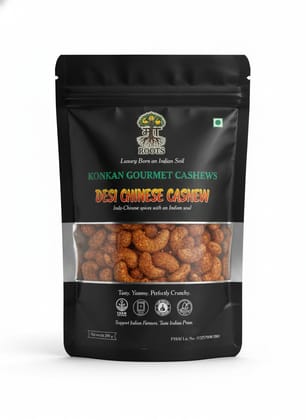 Maa Roots Desi Chinese Cashews 200g | Schezwan Style Indo-Chinese Flavoured Konkan Cashews | Premium Whole Kaju | Spicy, Savoury Gourmet Snack