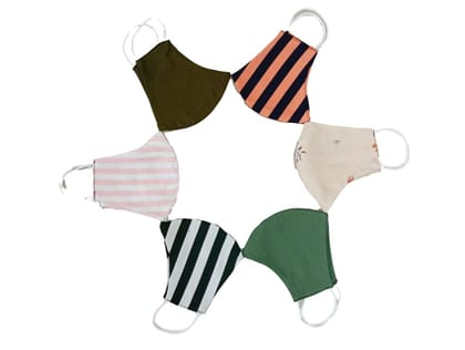 Cotton Reusable Face Mask With Adjustable Ear Loop (Multicolour, Without Valve, Pack of 6) for Unisex