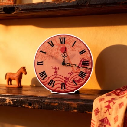 Handcrafted Warli Painting Clock
