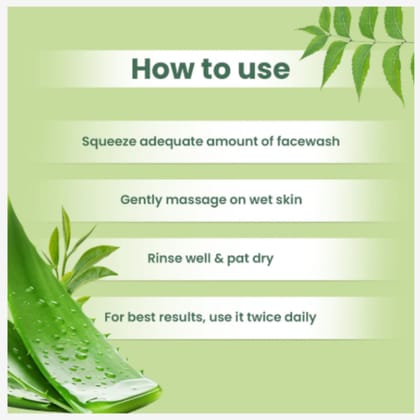 Mirakle Aloe Vera Gel Neem & Tea Tree Face Wash 100 ml each For Deep Cleansing & Acne Care Face Wash  Pack of 2
