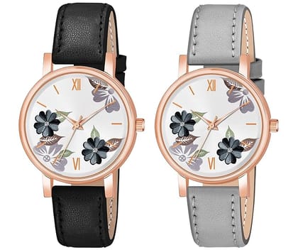 Different Color Flowered Dial Watch for Womens and Girls Single and Combo Watches for Women and Girl Pack of 2 