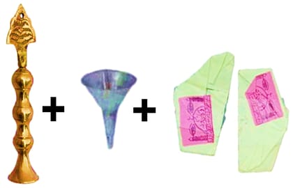 Mii Art Brass Surmedani With Funnel/Kuppi And Surma Use In Eye's Makeup [Size-11-cm] Pack Of-1 Funnel, 2 Surma Packed,1 Brass Surmedani