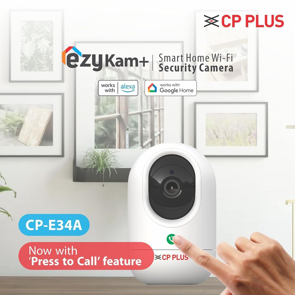 CP PLUS CP-E34A 3MP Full HD Wi-Fi PT Camera | 360° View | AI Motion  Tracking | 15M Night Vision | Works with Alexa & Google | Martpe