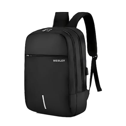 Wesley Zeus Usb charging Travel Laptop Backpack with 15.6 inch Laptop Compartment for men and women (Black)