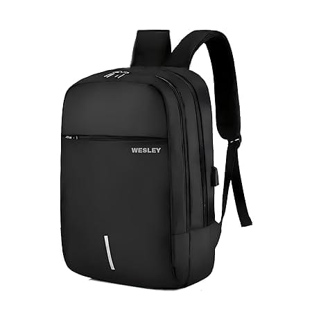 Wesley Zeus Usb charging Travel Laptop Backpack with 15.6 inch Laptop Compartment for men and women (Black)
