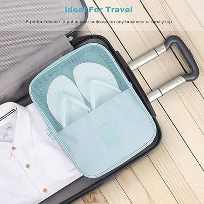 Mossio Travel Shoe Bag, Simple 3-Compartment Storage Packing Cube White Cactus