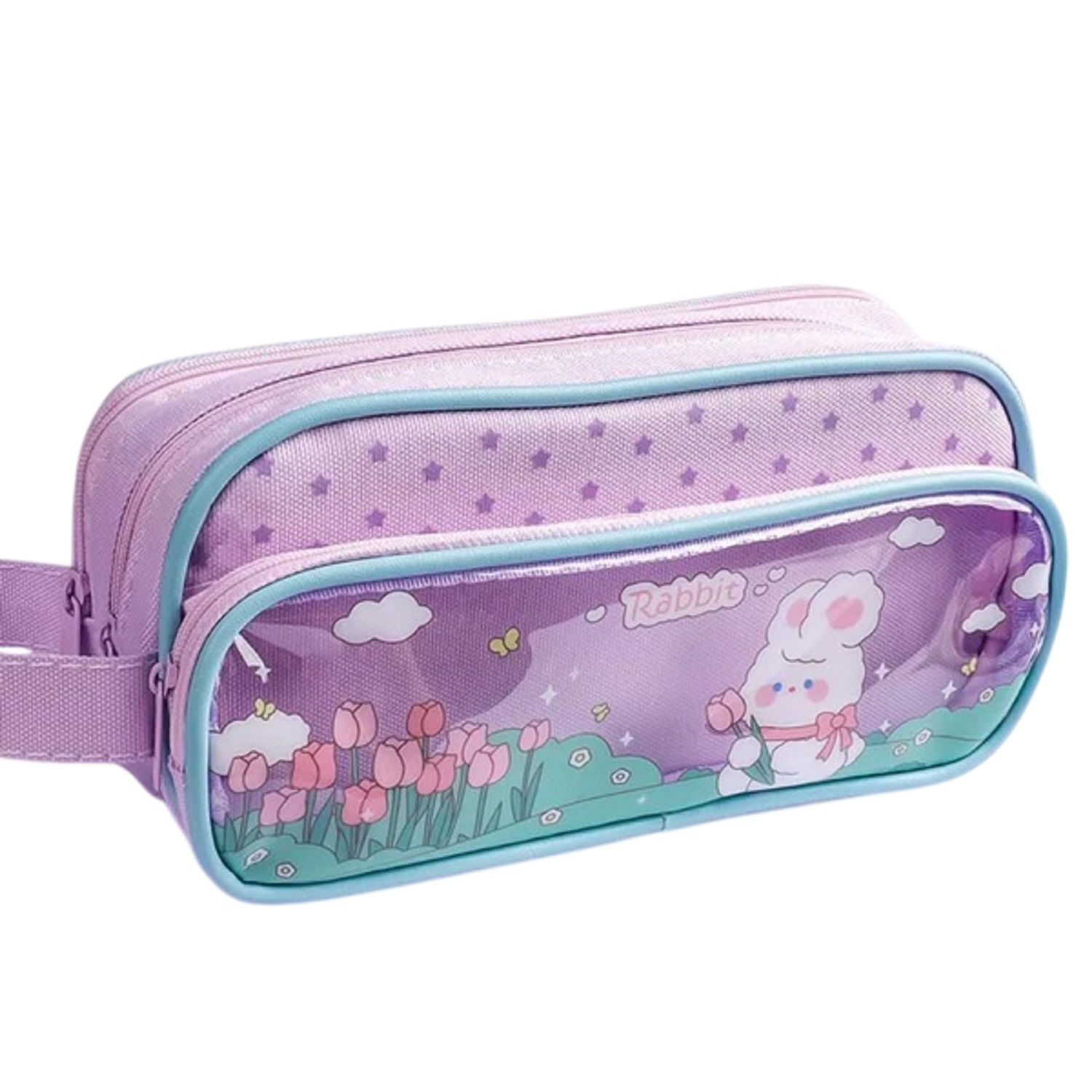 KTRS Enterprise Pencil Box Three Layers Large Capacity Pencil Bag Stationery Aesthetic Transparent Grid Pen Case Girl Zipper Pencil Pouch School Supplies  - Randomly Assorted