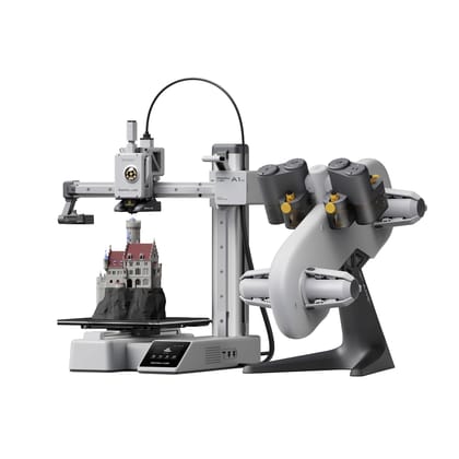 WOL3D Bambu Lab A1 Mini Combo 3D Printer with AMS Lite Up to 500mm/s Print Speed, 180×180×180mm Build Volume, Multi-Color Printing, High Precision, Full-Auto Calibration, Quiet & Fast FDM Printing