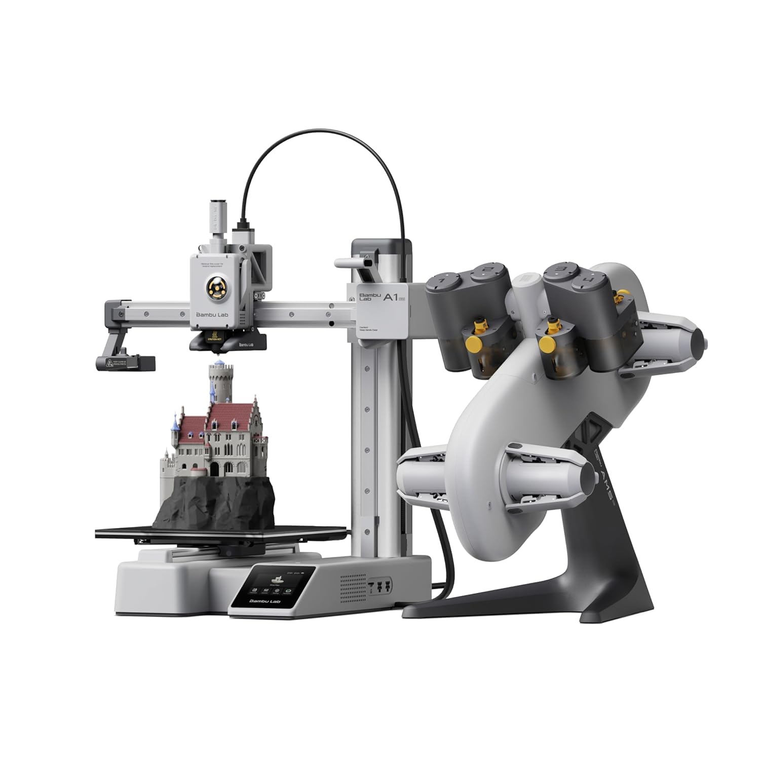 WOL3D Bambu Lab A1 Mini Combo 3D Printer with AMS Lite Up to 500mm/s Print Speed, 180×180×180mm Build Volume, Multi-Color Printing, High Precision, Full-Auto Calibration, Quiet & Fast FDM Printing