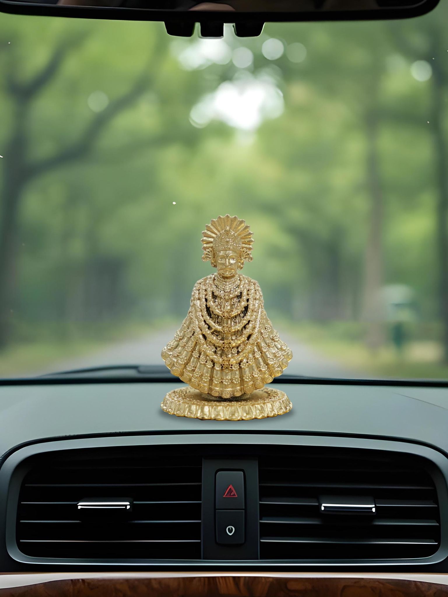 Brahma 3D Farm Khatu Shyam Ji Idol for Car Dashboard, Home Temple/Mandir & Office, Divine God Idol Spiritual Gift for Housewarming & Festivals (2 inch, Gold Color)
