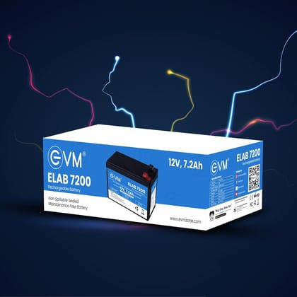 EVM ELAB 7200 12V, 7.2Ah Non-Spillable Sealed Rechargeable Battery