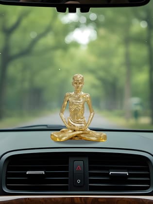 Brahma 3D Farm Shrimad Rajchandra Idol for Car dashboard, Home & Decor, Mandir, Office Desk, Spiritual Gift  (2 inch, Gold Color)