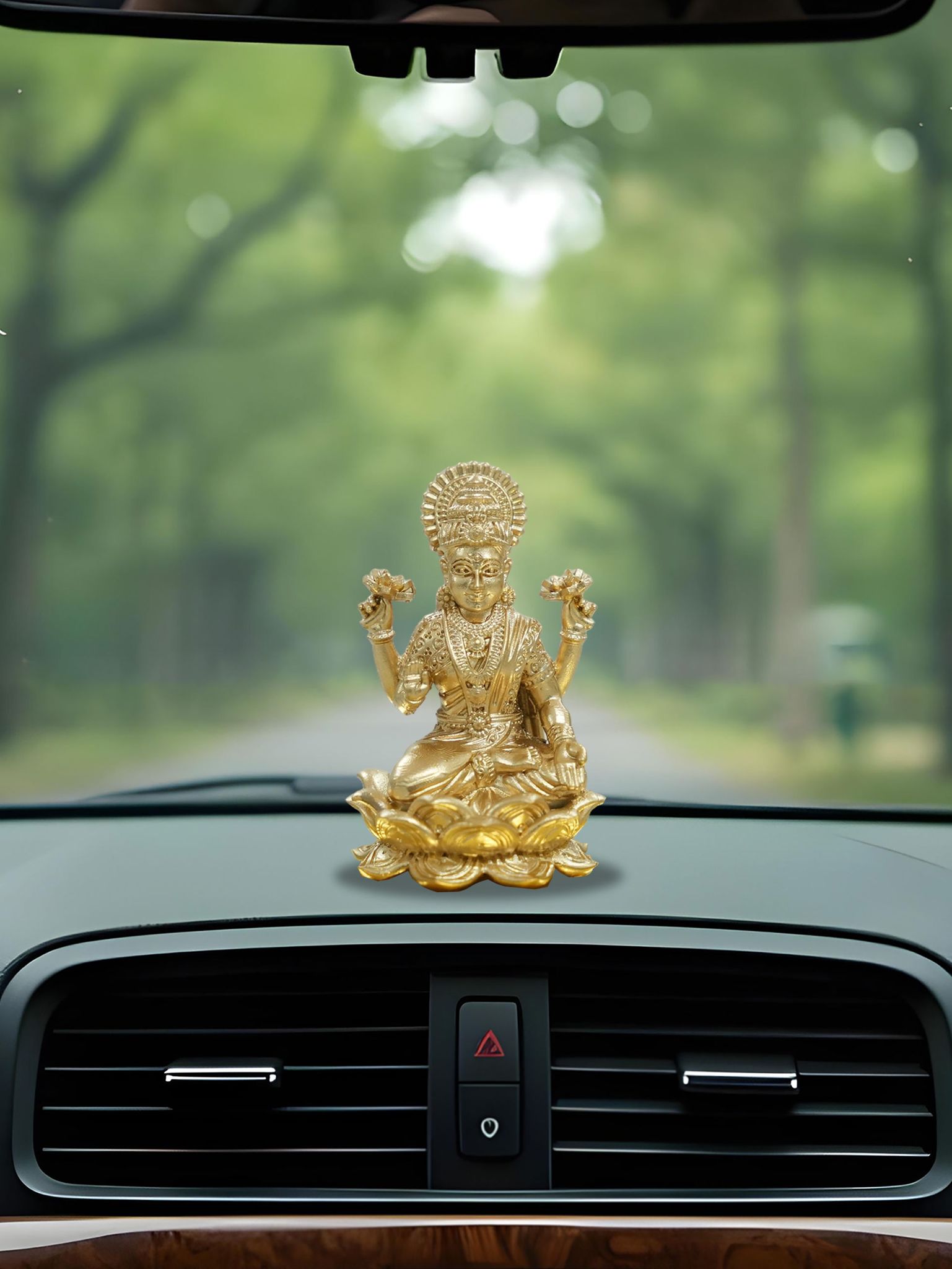 Brahma 3D Farm Goddess Laxmi Idol for Car dashboard, Home & Decor, Mandir, Office Desk, Spiritual Gift  (2 inch, Gold Color)