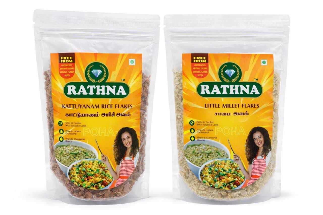 Kattuyanam Millet Flakes + Little Millet Flakes – 2 x 100 g Pouch