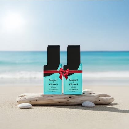 Ossa Magnet Aqua Unisex Eau De Parfum 15ml With Bergamot, Patchouli, Cedarwood, Sandalwood, Musk | Premium Long Lasting Fragrance for Men & Women | Oceanic Scent for Daytime Events and Adventures (Pack of 2, 15ml X 2)