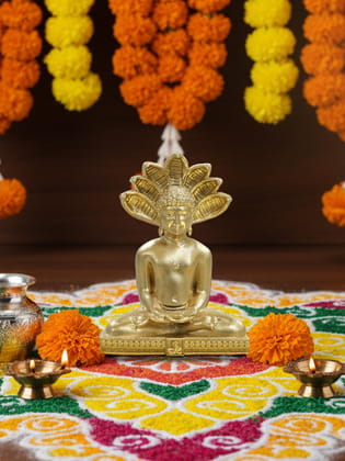 Brahma 3D Farm Parshwanath Bhagwan Idol (2 inch, Gold Color)