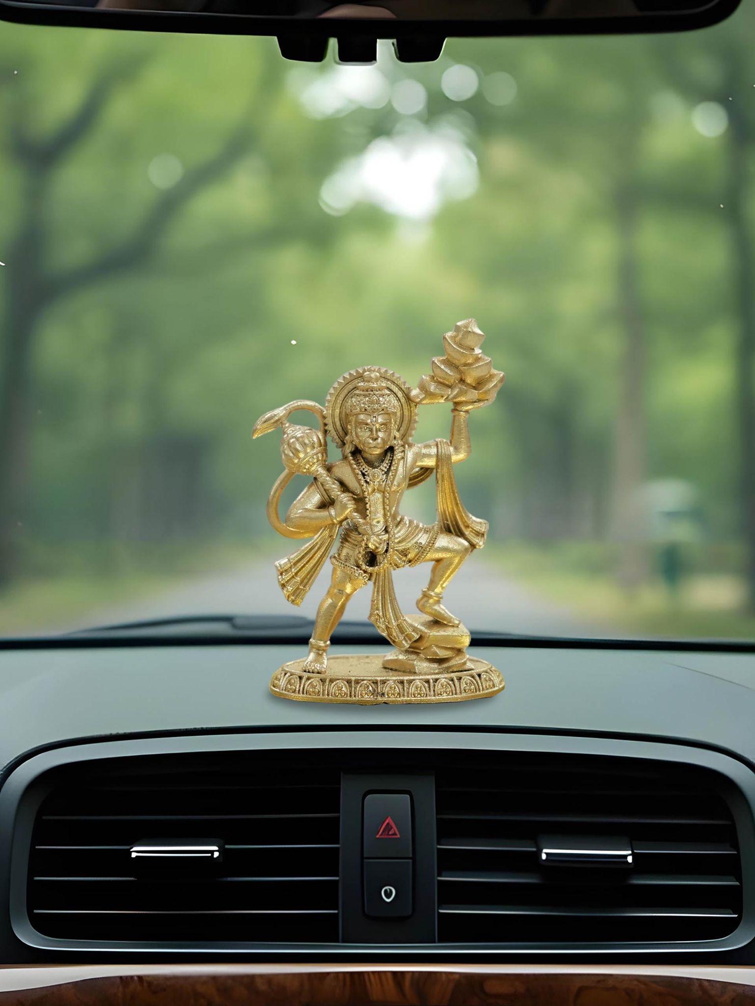 Brahma 3D Farm Hanuman Bhagwan Idol 3D Printed – Sankat Mochan (2 inch, Gold Color)