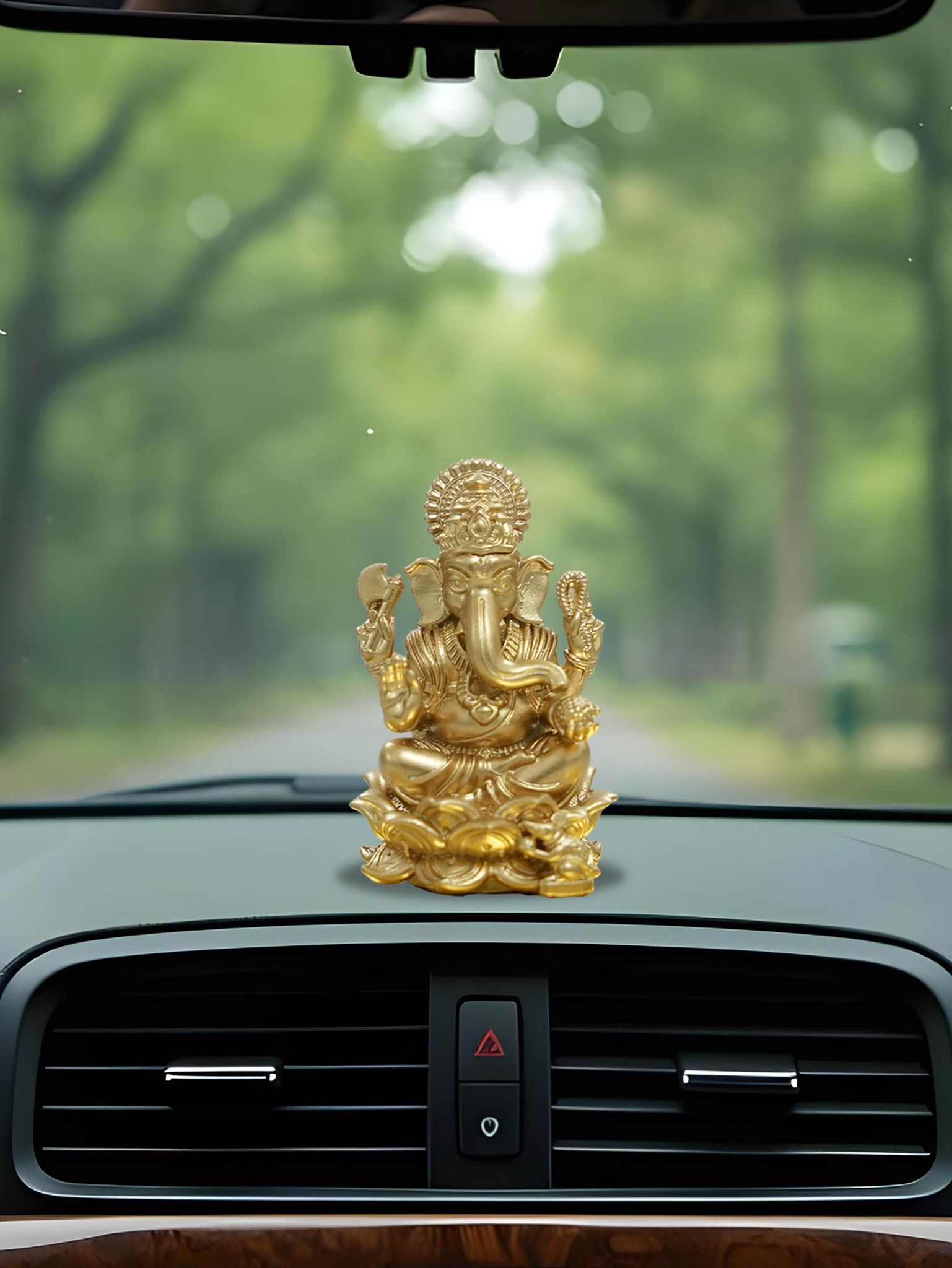 Brahma 3D Farm Kamal Vinayak Ganesha Idol 3D Printed (2 inch, Gold Color)