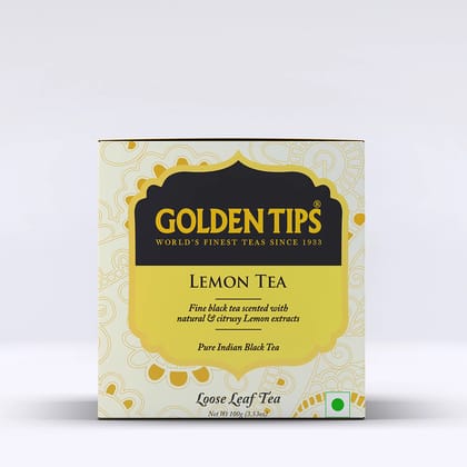 Golden Tips Healthy/Natural and Organic Loose Leaves Lemon Flavour Black Tea Tin Can (100 Gram, 50 Cups)