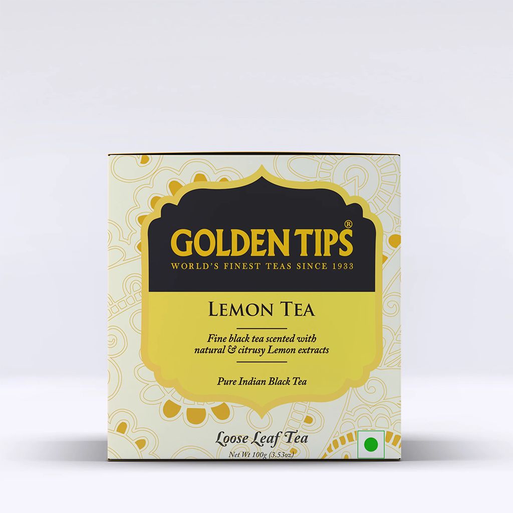 Golden Tips Healthy/Natural and Organic Loose Leaves Lemon Flavour Black Tea Tin Can (100 Gram, 50 Cups)