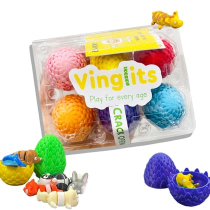 Vinglits Mystery Eggs - (Pack of 6) Surprise Vinglit Fidget Toy Inside | Birthday Return Gifts for Kids Age 6 years