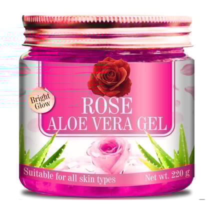 Rose Aloe Vera Gel for Skin & Hair Care | Hydrating, Brightening & Soothing Gel for Glowing Skin & Healthy Hair | Suitable for Men & Women Pack of 1 (220gm)