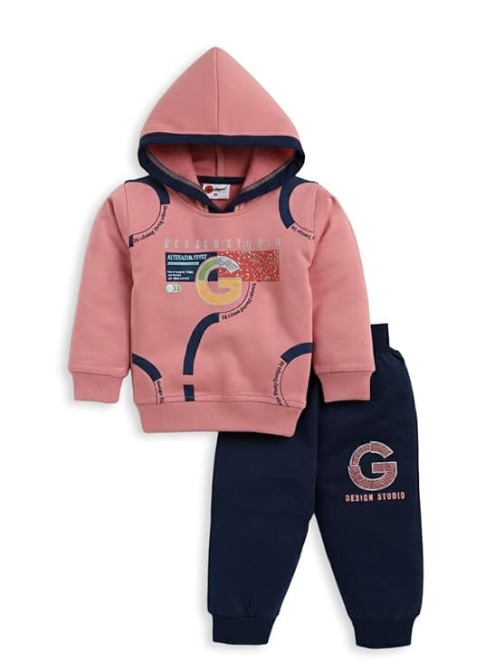 Pure Cotton Full Sleeves Winter Hoodie Sweatshirt and Full Pant Set For Boys Kids