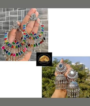 Samridhi DC Silver Drop Earrings ( Pack of 2 )