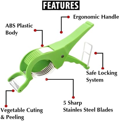 Plastic Vegetable Cutter Vegetable Chopper Veg Cutter Bhindi Cutter Multi Cutter (Green)