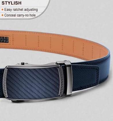 Contacts Genuine Leather Belt for Men with Autolock Buckle - Micro Adjustable Belt Fit Everywhere