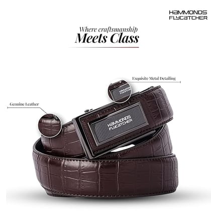 HAMMONDS FLYCATCHER Genuine Leather Belt for Men, Premium Leather Belt with Auto Lock mechanism