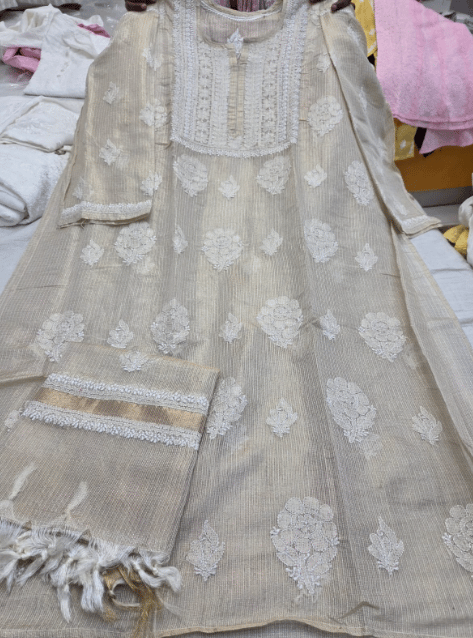 Tissue Kota semi stitched 2pc set