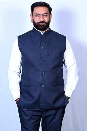 Classic Navy Blue Nehru Jacket for Men