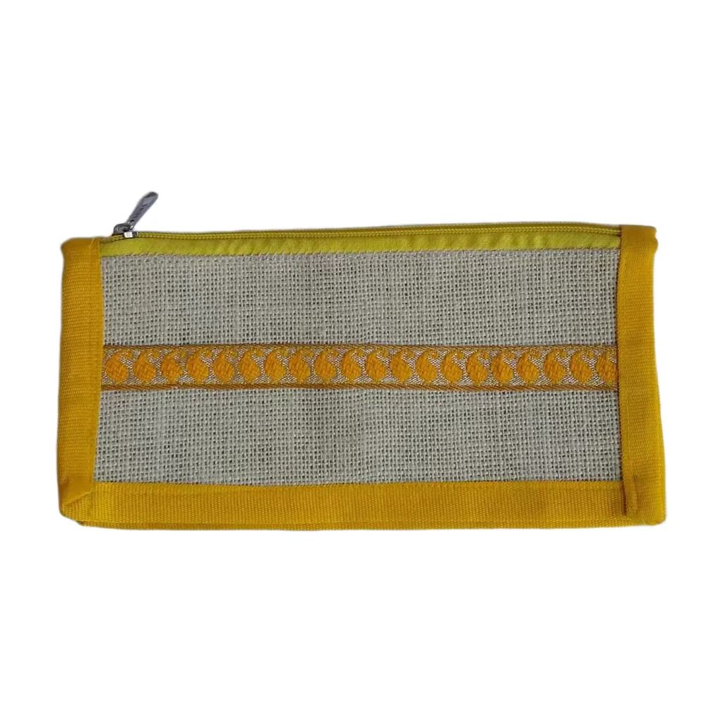 Yellow and Natural Color Hand Pouch