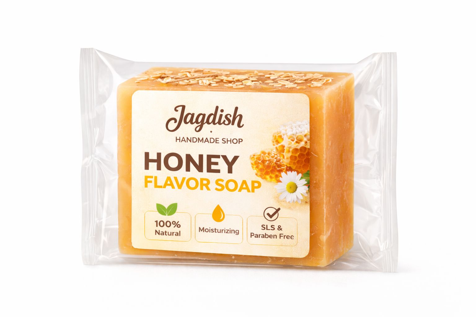 Jagdish Handmade Honey Flavor Moisturizing Soap - 100% Natural, SLS & Paraben Free