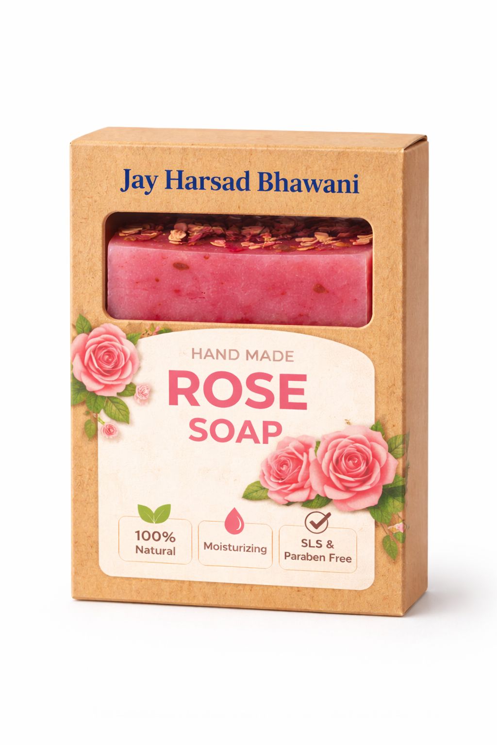 Jay Harsad Bhawani Hand Made Rose Soap - 100% Natural, Moisturizing, SLS & Paraben Free