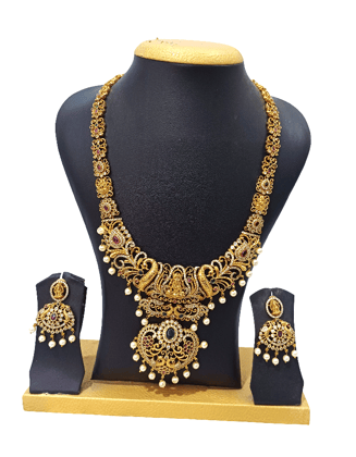 Traditional Gold Plated Temple Jewellery Necklace Set