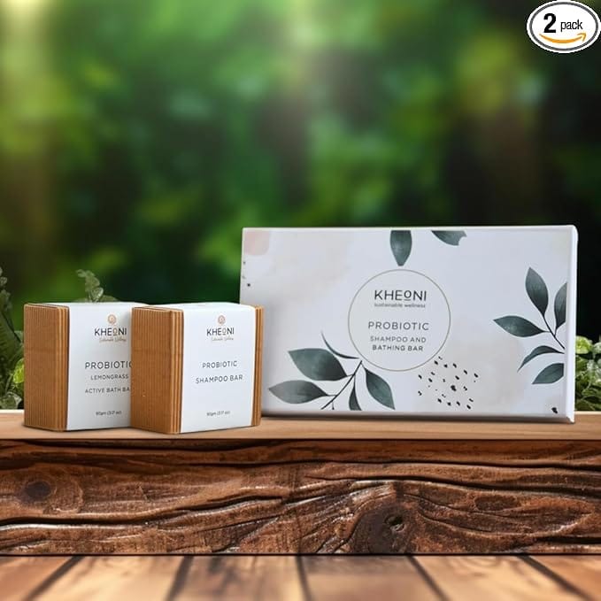 Probiotic Lemongrass Active Bathing Bar and Shampoo Bar Soaps Combo Set | Natural Eco-Friendly, Chemical-Free Soap Deep Conditioning, Soft, Silky & Healthy Hair | Oil Control Deep Cleansing