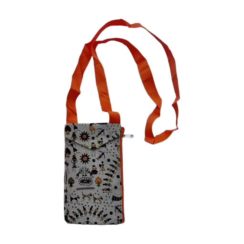 Mobile Pouch with Chain - Warli Design