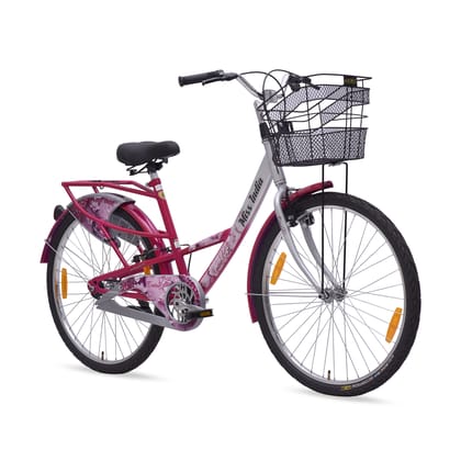 HERO Emerald 26 T (inch) Mountain Cycle (Single Speed, Silver, Pink, Rigid)