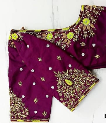 HARIKA BOUTIQUE MAGGAM WORK MARRON BLOUSE