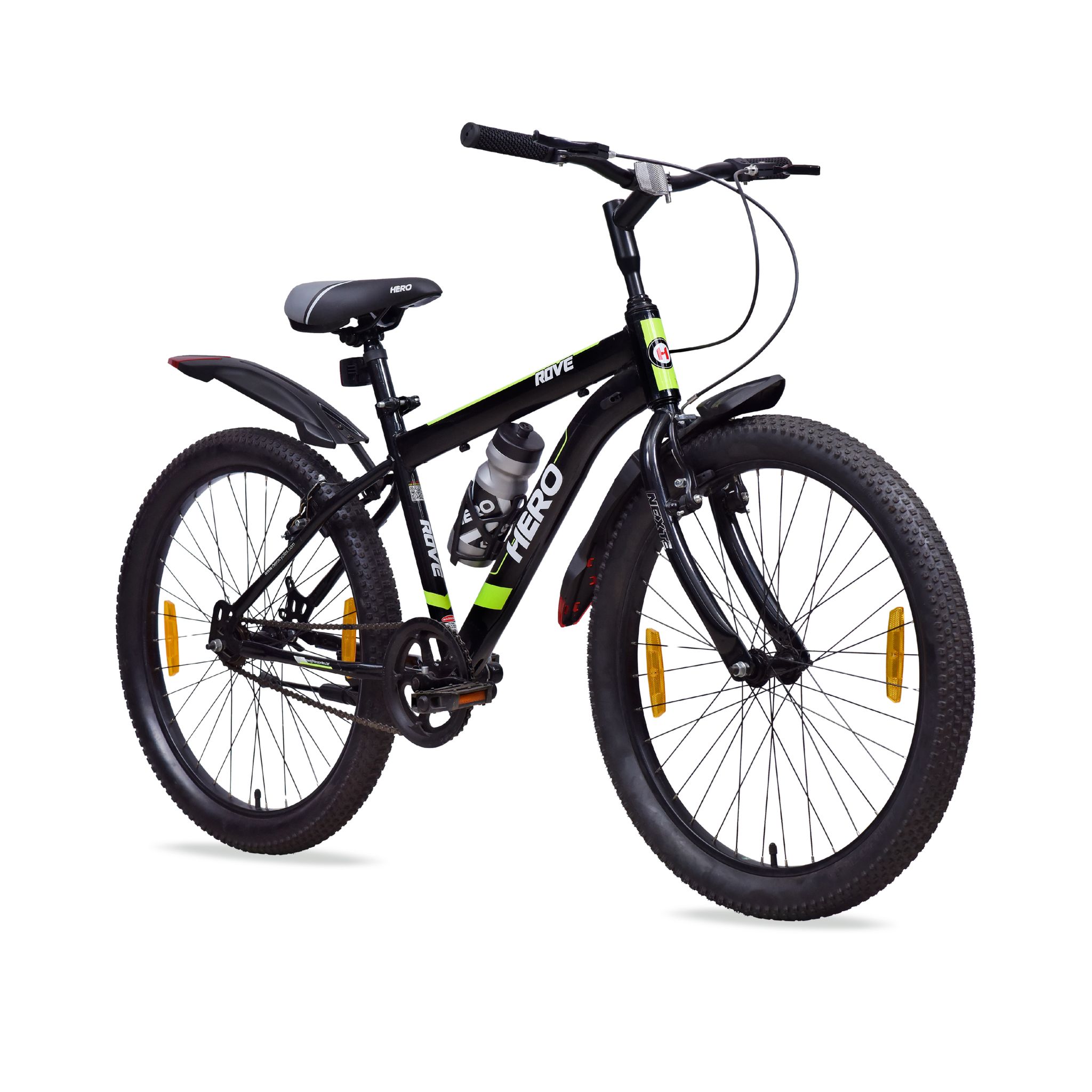 HERO ROVE 24 T (inch) Mountain Cycle (Single Speed, Black, Green, Rigid)