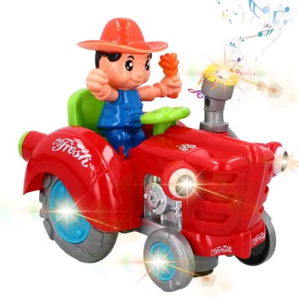 KTRS Enterprise Electric Cartoon Farmer Farm Truck Toy with Light Music or