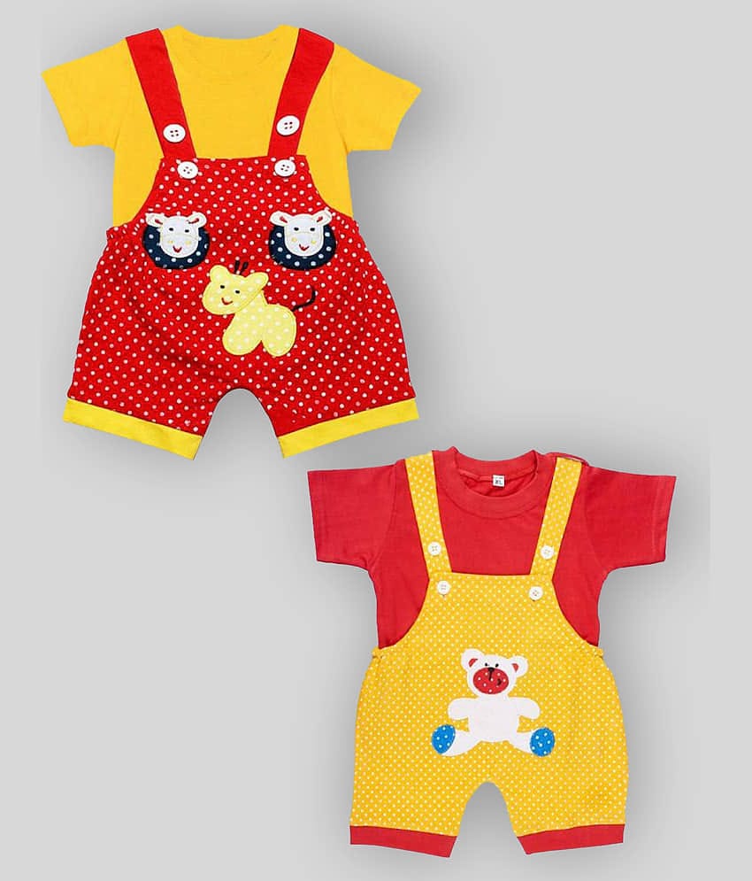 Babeezworld Pack of 2 Baby Boys Cotton Dungarees ( Multicolor )
