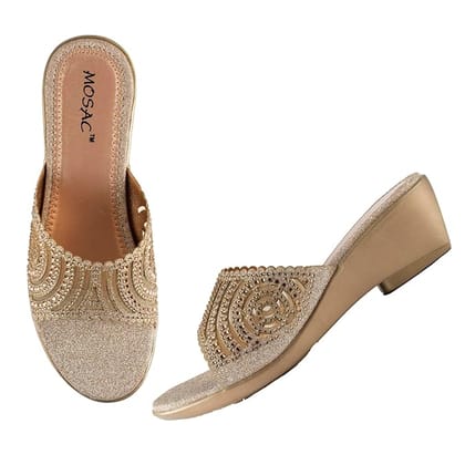 MOSAC Women's Party-Wear Trendy Designer Wedding Casual Slip-On Wedge Fashion Wedding Sandal (Silver)