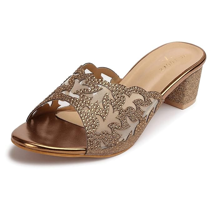 XE Looks Comfortable & Trendy Block Heel Sandal for Women (Copper)