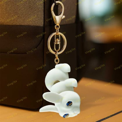 Farm Buddies 3D Printed Keychains – Articulated Animal Toys, Pocket-Friendly Keyrings, Stress Relief Desk Toys for Kids & Adults, Collectible Accessories (Barney – The Bunny Keychain, Medium)